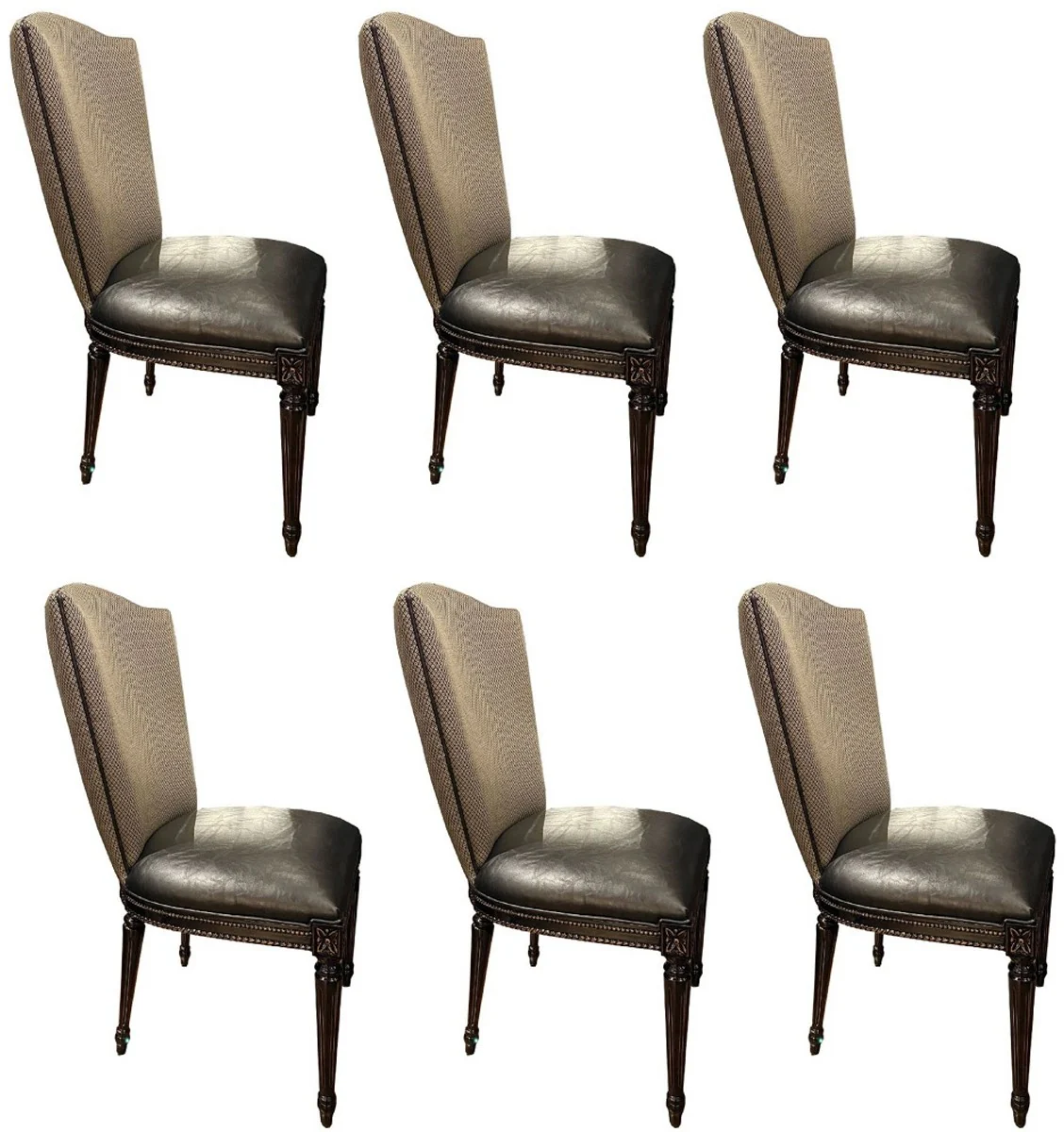 Luxury Baroque Dining Room Chair Set Gold / Black - Kitchen Chairs Set of 6 - Baroque Dining Room Furniture - Noble & Magnificent