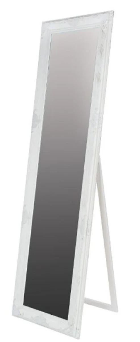 Baroque standing mirror white / gold 50 x H. 180 cm - handmade mirror with wooden frame and beautiful decorations