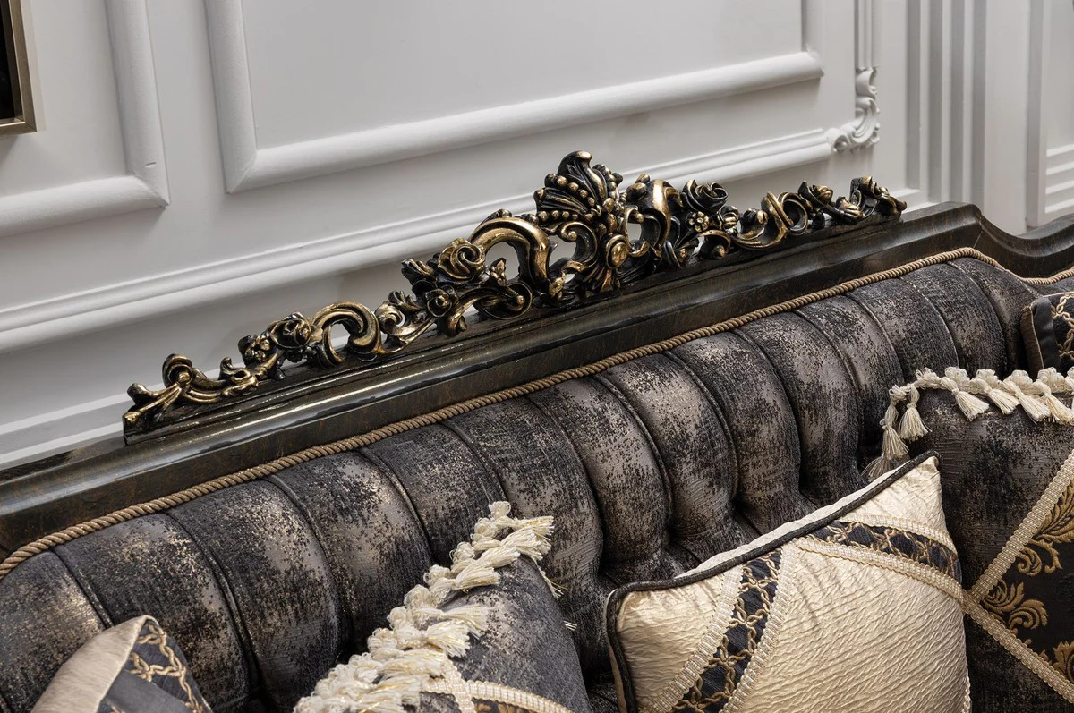 Luxury baroque sofa purple / gray / gold - baroque style living room sofa with elegant pattern - luxury living room furniture in baroque style - baroque furniture - baroque furnishings