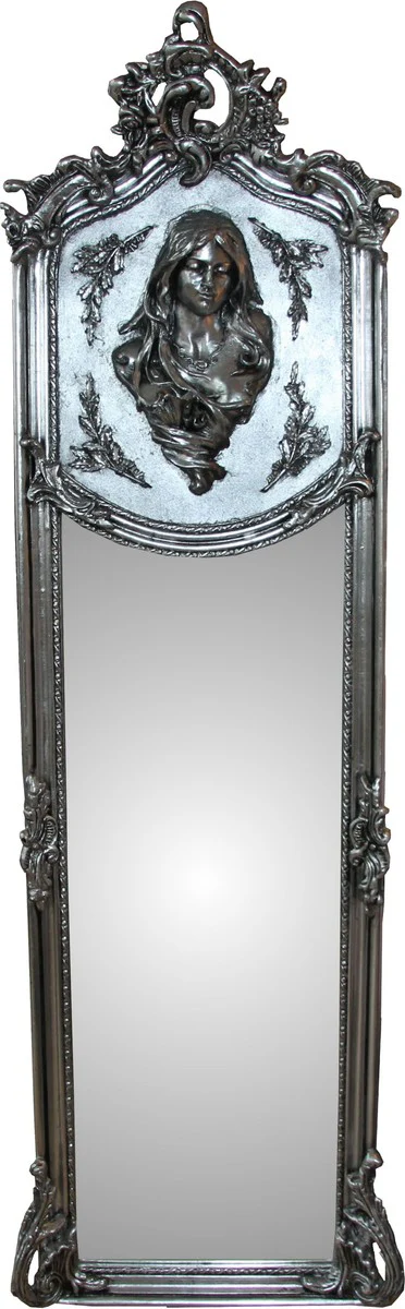 Luxury Baroque Wall Mirror Madonna Silver 175 x 55 cm - Solid and Heavy - Antique Style Mirror