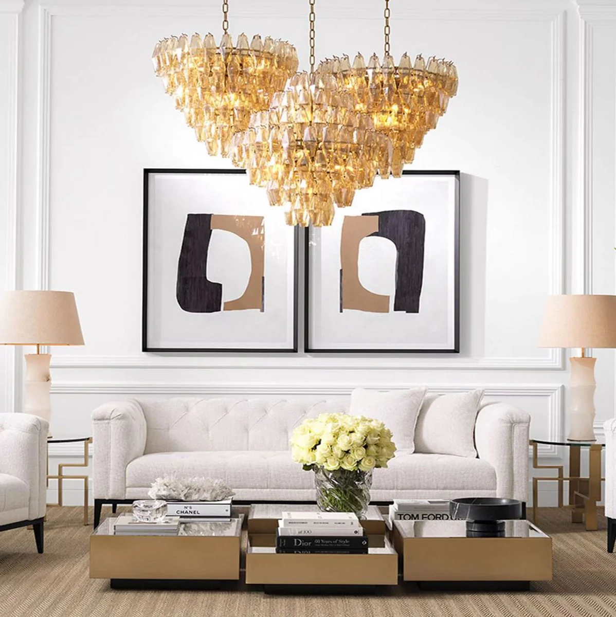 Luxury Chesterfield sofa with 4 cushions white / gunmetal 231 x 97 x H. 75 cm - Living room sofa - Hotel sofa - Living room furniture - Chesterfield furniture - Luxury furniture - Luxury furnishings