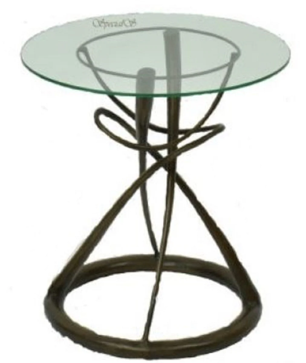 Designer dining table bronze Ø 71 x H. 70 cm - round dining room table with glass top - luxury quality
