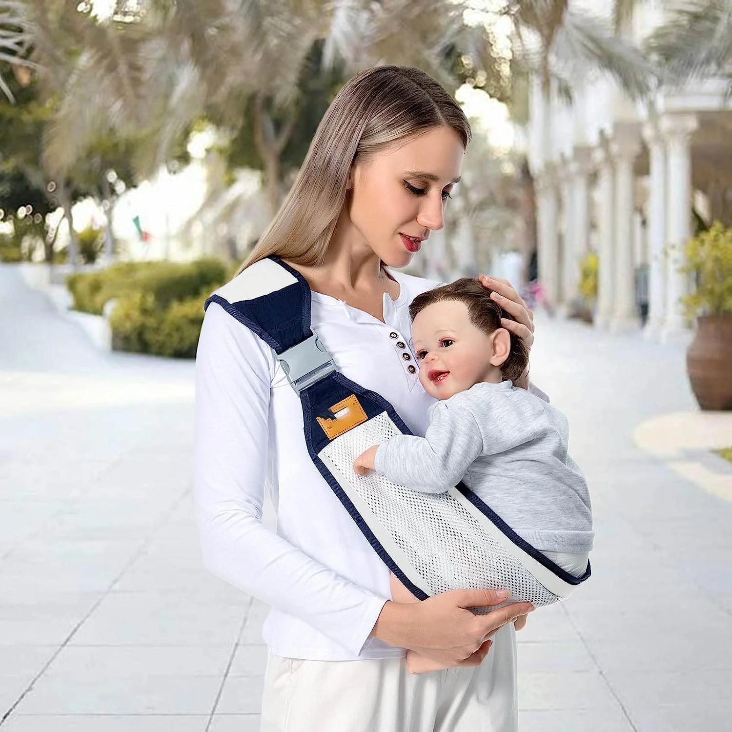 Babytrage für Neugeborene bis Kleinkinder, leichte Babytrage, Babytragetuch, Baby-Hüftsitztrage für Kleinkindertrage, Babyhaltertrage, Stilltrage, Tragkraft 3,6–20,3 kg, Grau