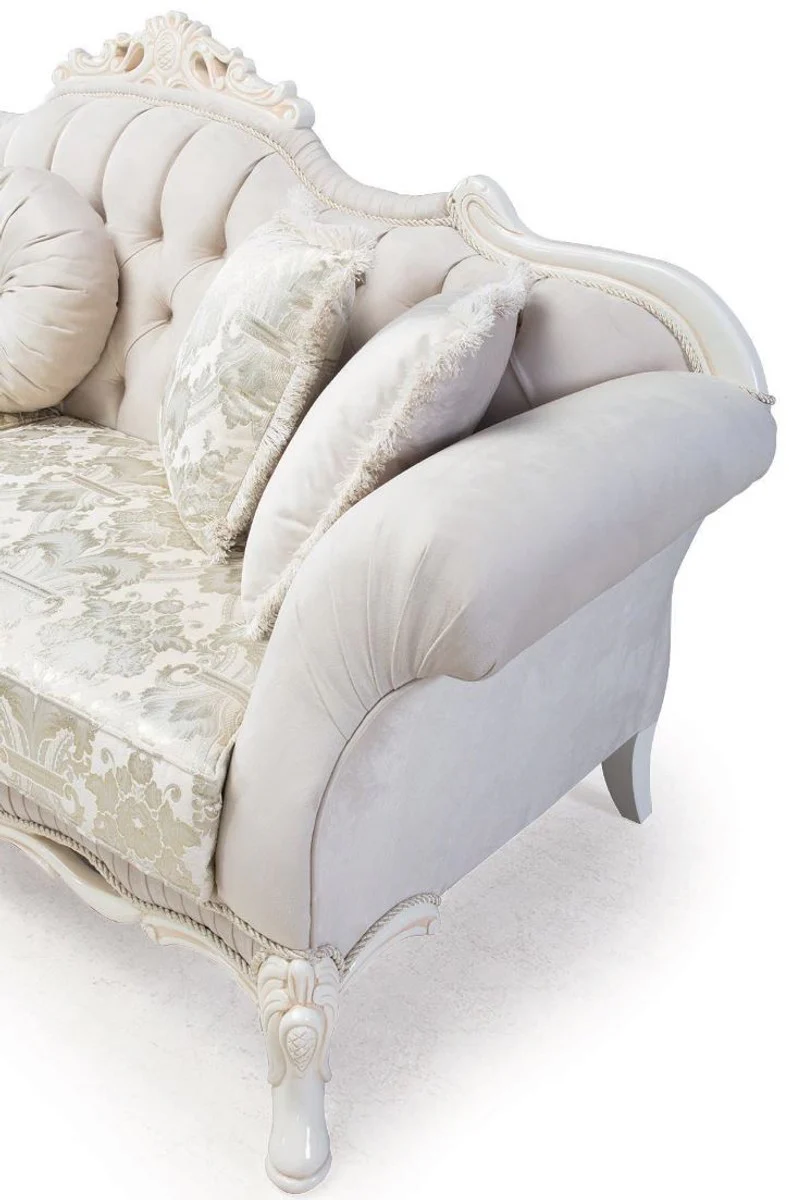 Luxus Barock Wohnzimmer Set Hellrosa / Weiß / Beige - 2 Sofas & 2 Sessel & 1 Couchtisch - Prunkvolle Wohnzimmer Möbel im Barockstil