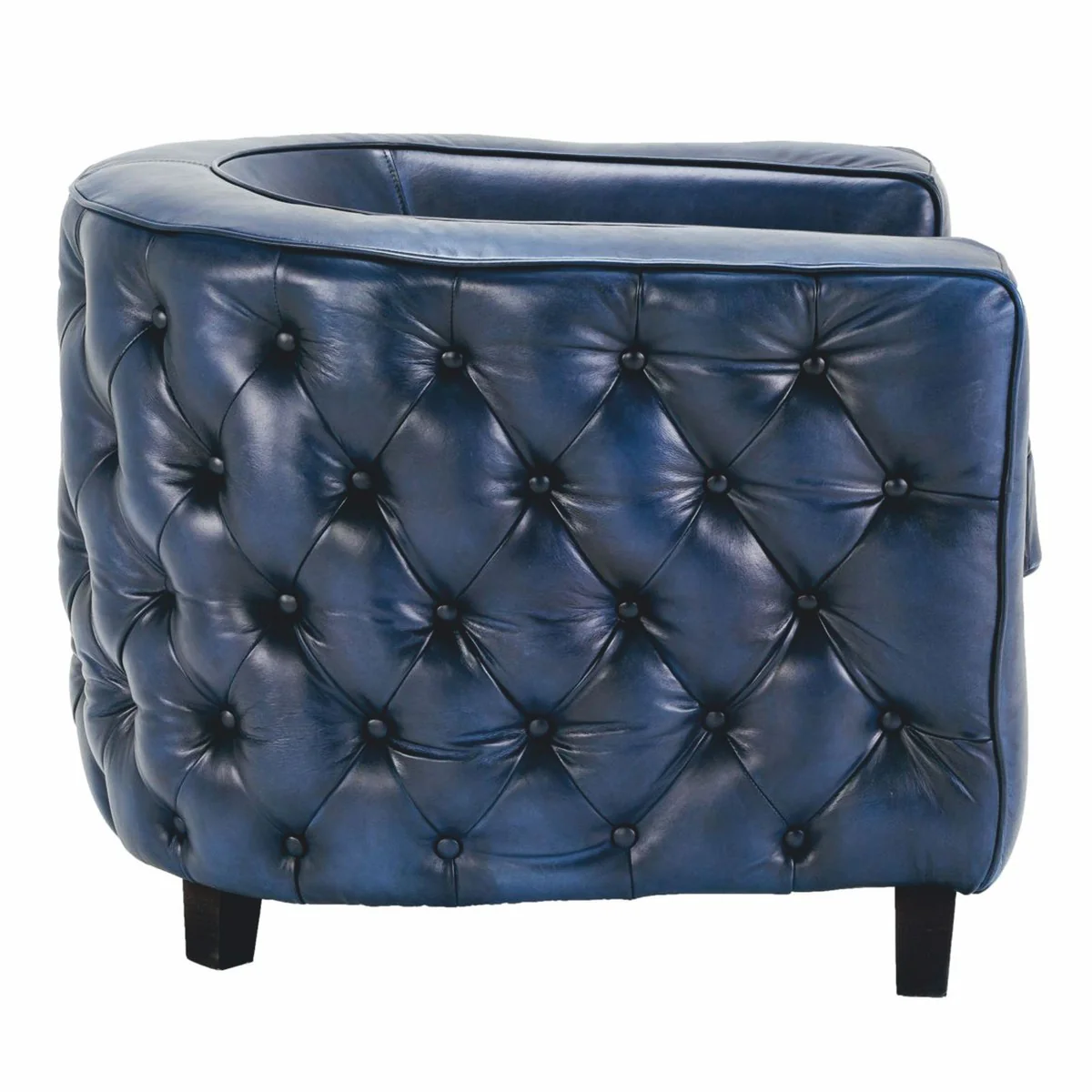 Luxury Chesterfield genuine leather armchair blue / black - leather furniture