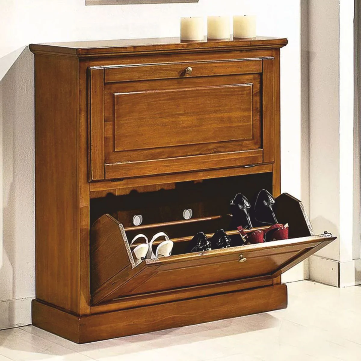 Luxury Baroque Shoe Cabinet Brown H. 93 cm - Made in Italy