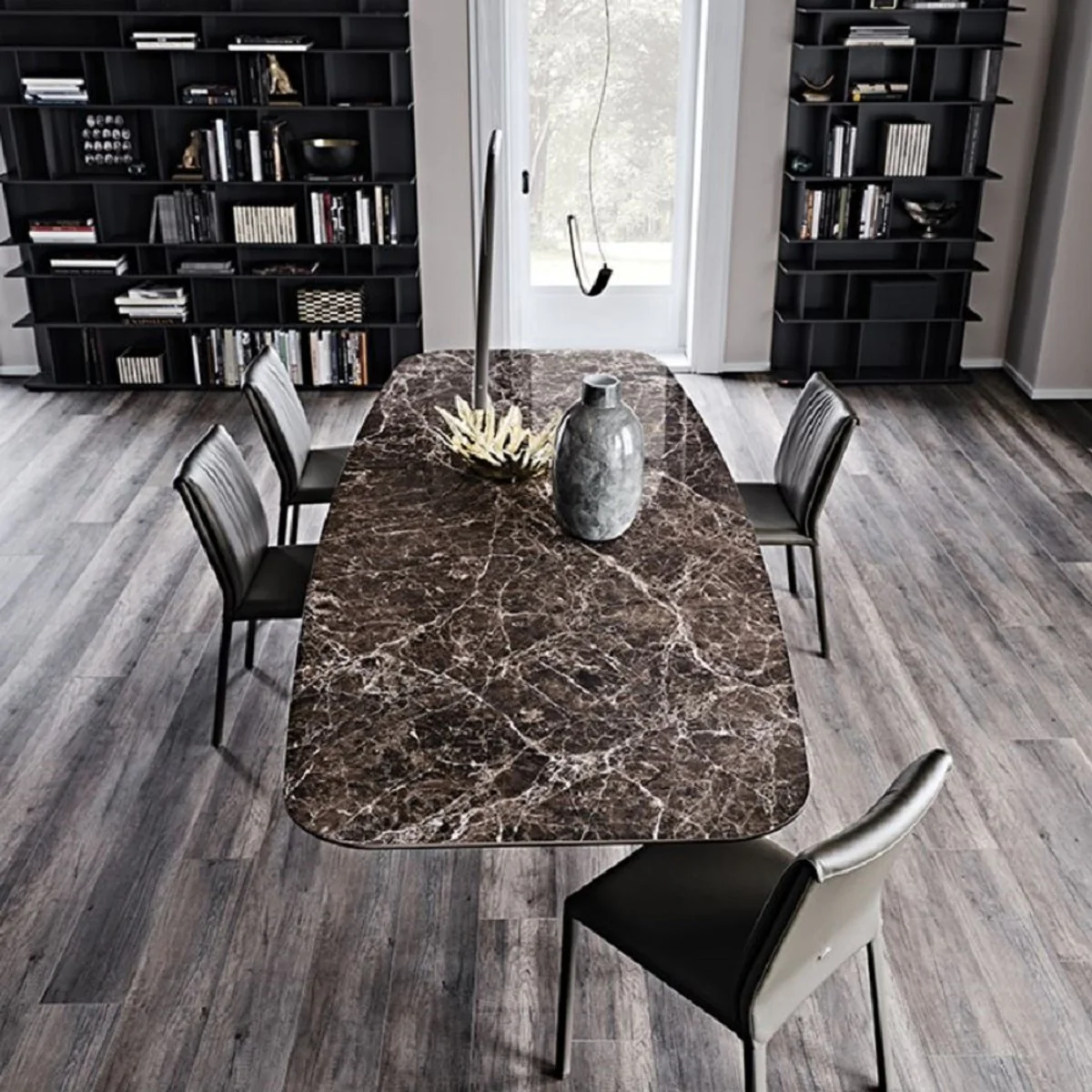 Luxury dining table black / black 300 x 120 x H. 75 cm - Dining room table with high-quality ceramic table top - Modern dining room furniture - Luxury quality - Made in Italy