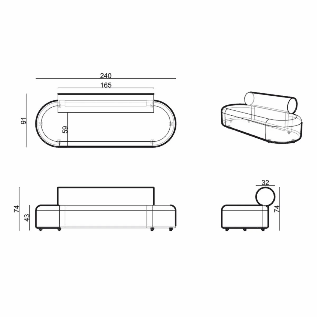Luxury Sofa Greige 240 cm - Luxury Living Room & Hotel Furniture
