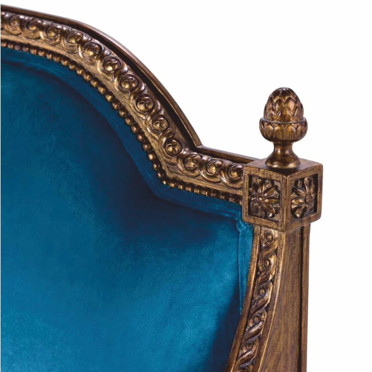 Luxury Baroque Velvet Sofa Blue / Brown 233 cm - Baroque style living room furniture