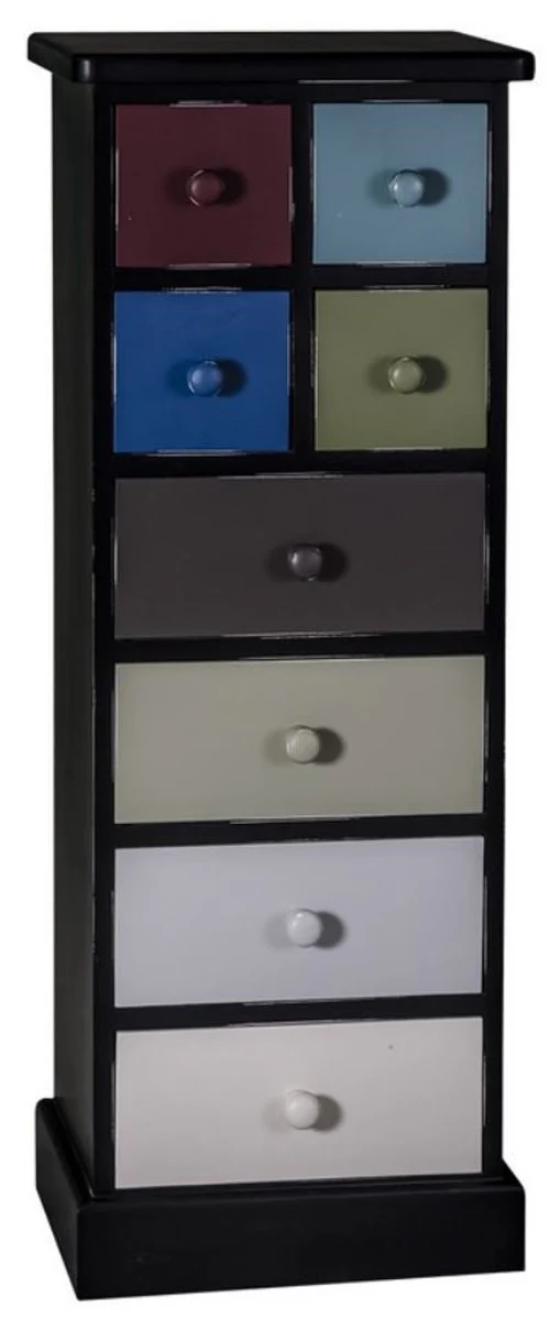 Country house style chest of drawers with 8 drawers black / multicolored 46 x 36 x H. 122 cm - country house style furniture