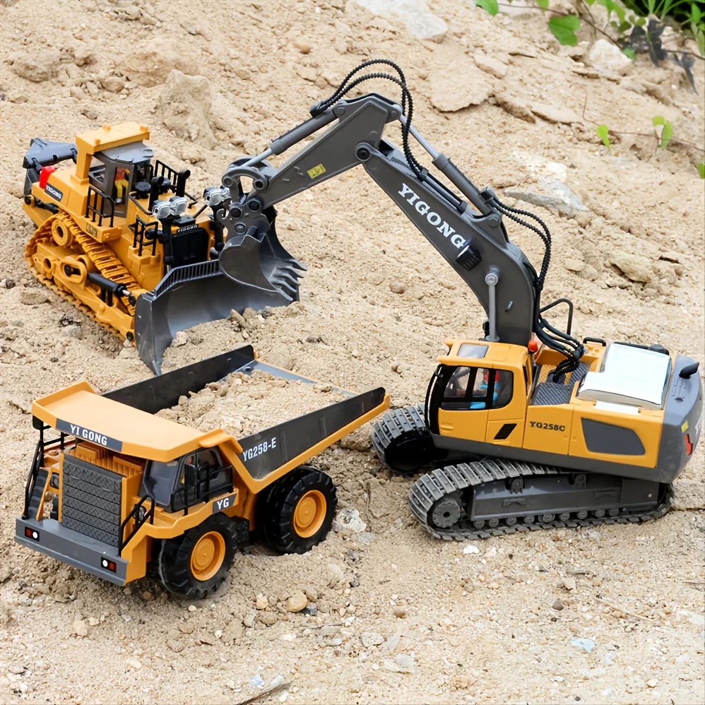 High-Tech 11-Kanal 2,4G ferngesteuerter Bagger-Muldenkipper-Bulldozer – das perfekte Geschenk für Jungen!