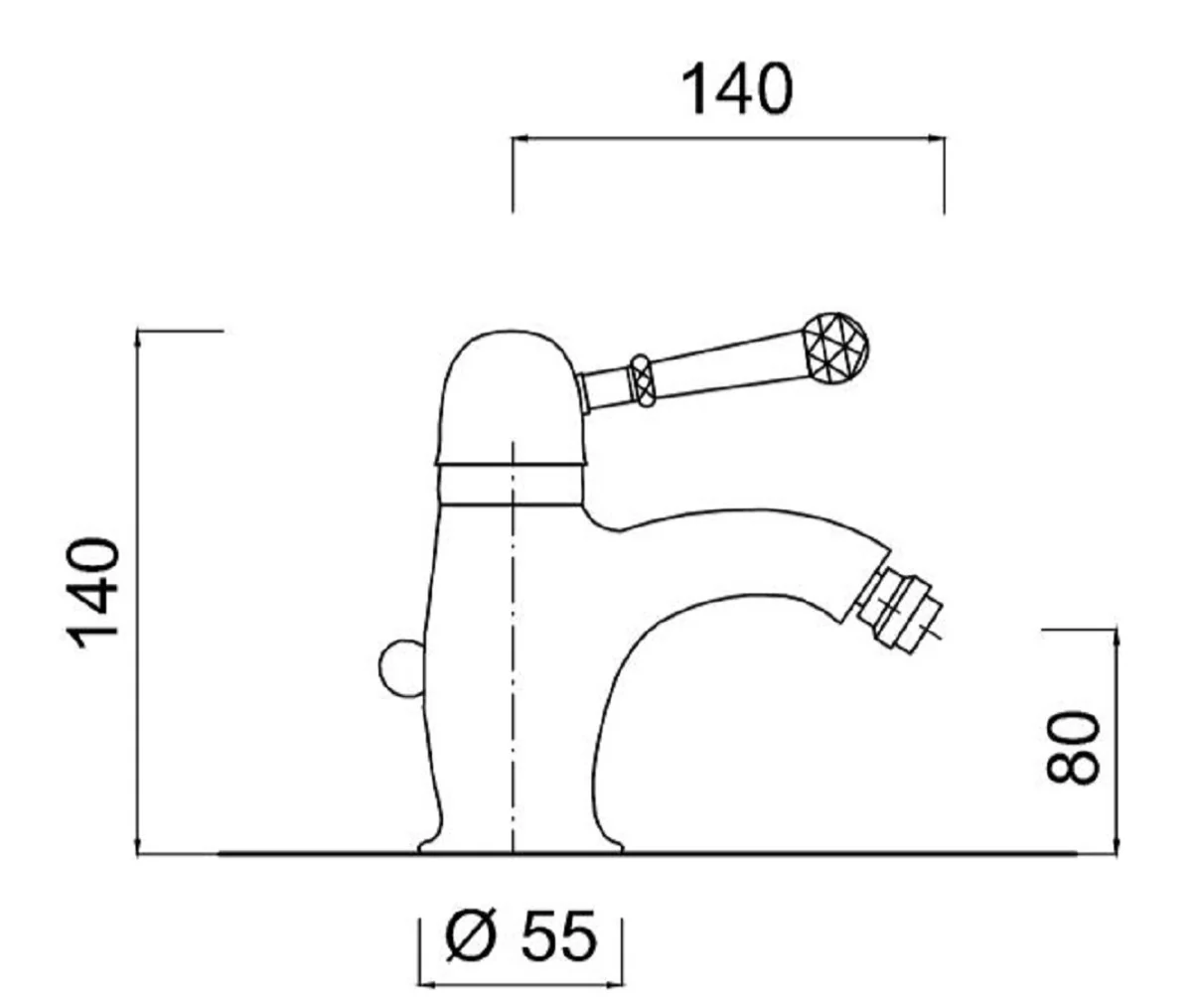 Luxury basin mixer with Swarovski crystal glass silver H. 14 cm - single-lever basin mixer - luxury bathroom accessories