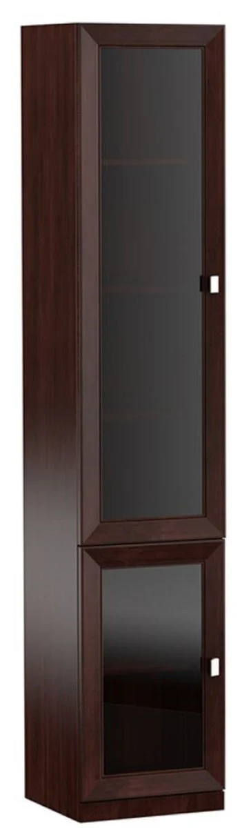 Luxury living room cabinet with 2 glass doors dark brown / silver 45.4 x 44.2 x H. 225.6 cm - luxury quality