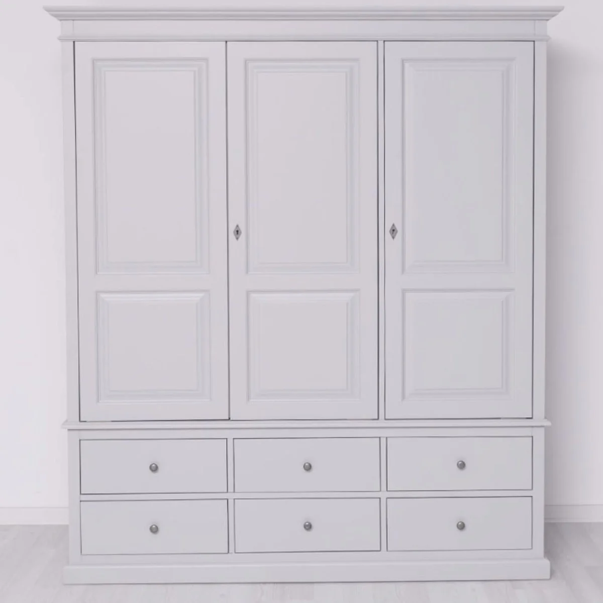 Country house style bedroom cupboard light gray 174 cm - bedroom furniture