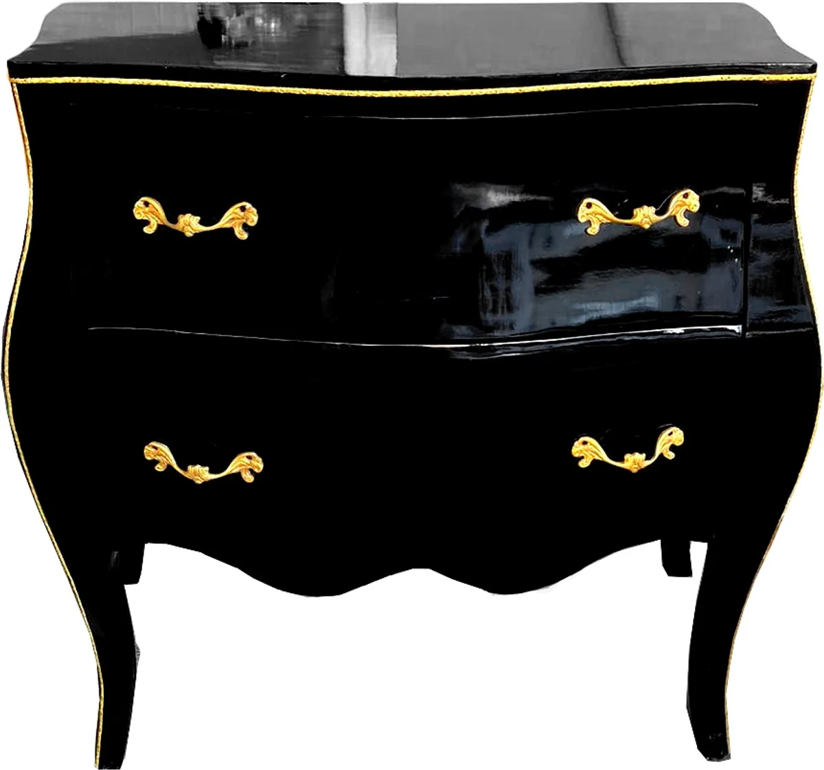 Baroque luxury chest of drawers black gold with glass top 85 cm - Baroque furniture