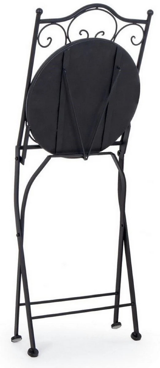 Art Nouveau garden chair set of 4 black / blue / white 39 x 47 x H. 92 cm - folding chairs with ceramic plates - nostalgic garden & catering furniture