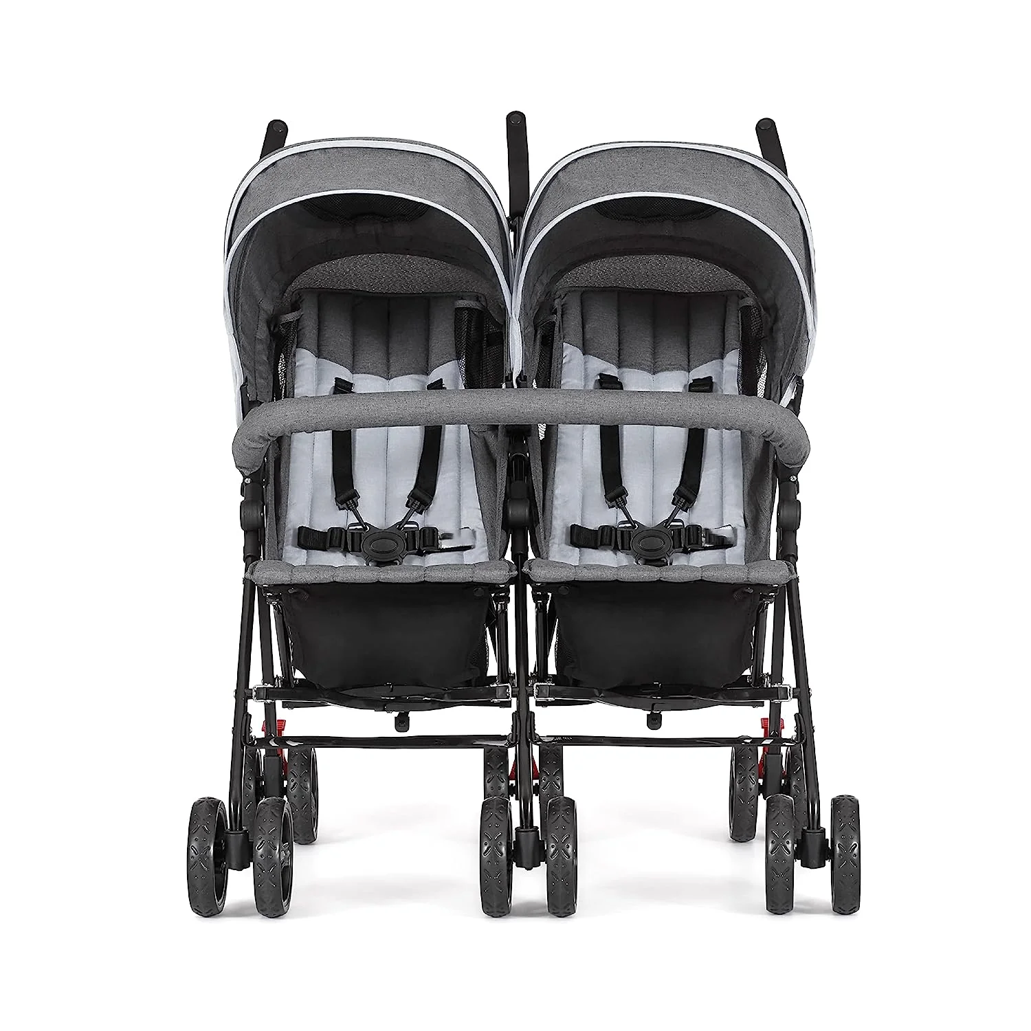 Zwillings-Regenschirm-Kinderwagen in Mint, leichter Doppel-Kinderwagen für Säuglinge und Kleinkinder, kompakt, einfach zusammenklappbar, großer Aufbewahrungskorb, großes und verstellbares Verdeck