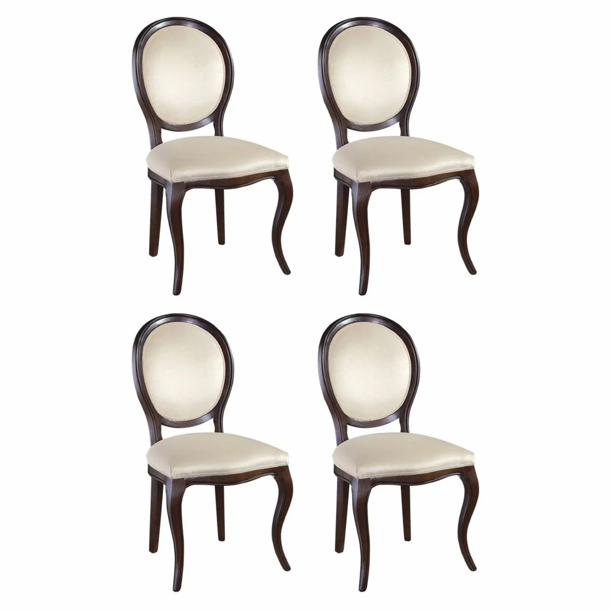 Luxury Baroque Dining Room Chair Set of 4 Cream / Dark Brown - Baroque Style Furniture