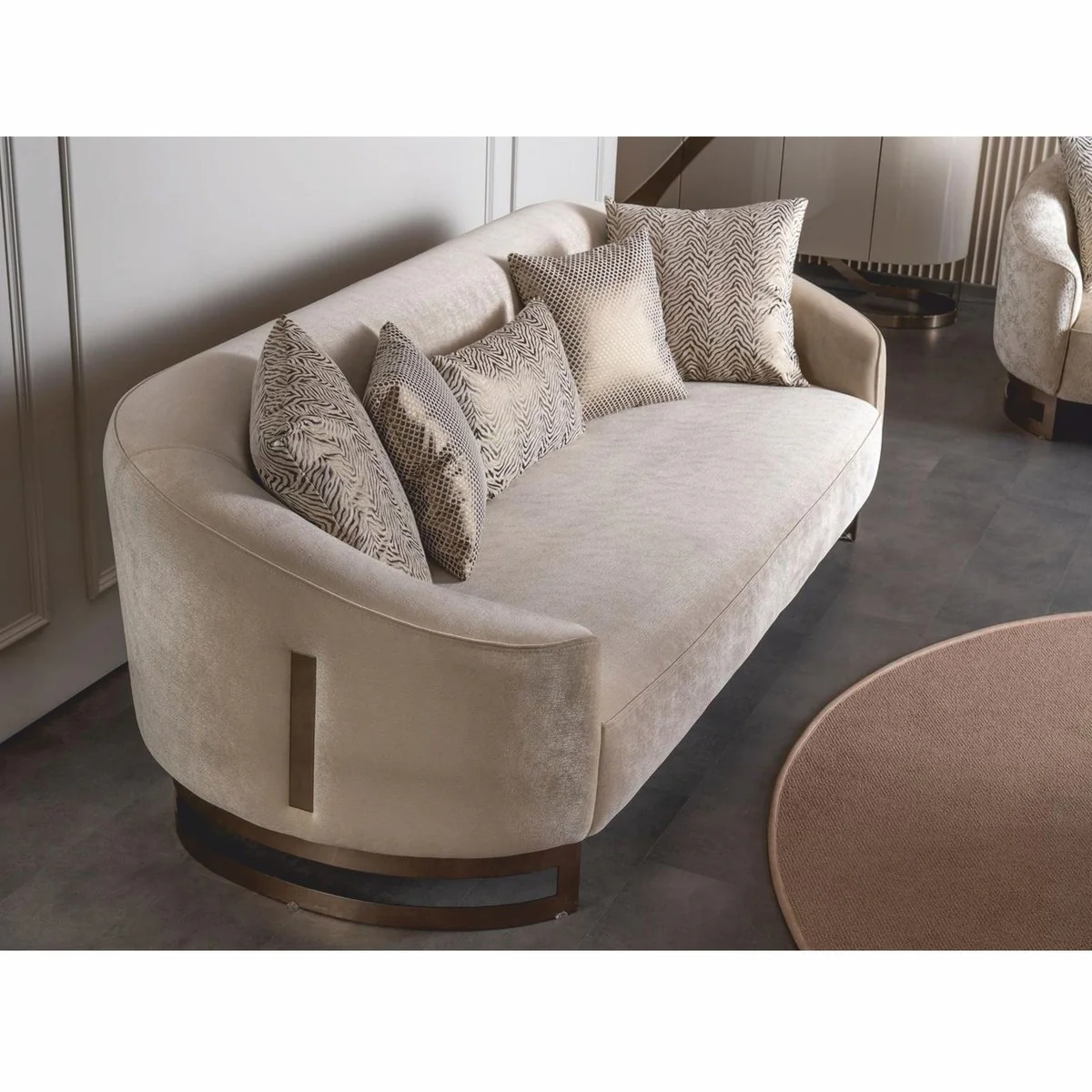 Luxus Sofa Grau / Bronze 250 cm - Hotel & Wohnzimmer Möbel