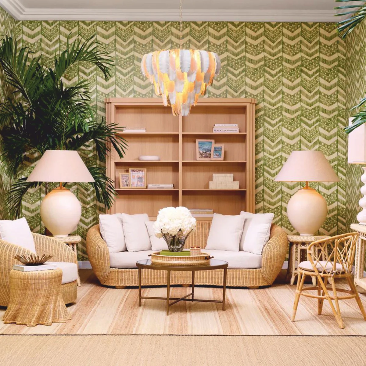 Luxury rattan side table natural colors 60 x 52 x H. 58 cm - luxury furniture