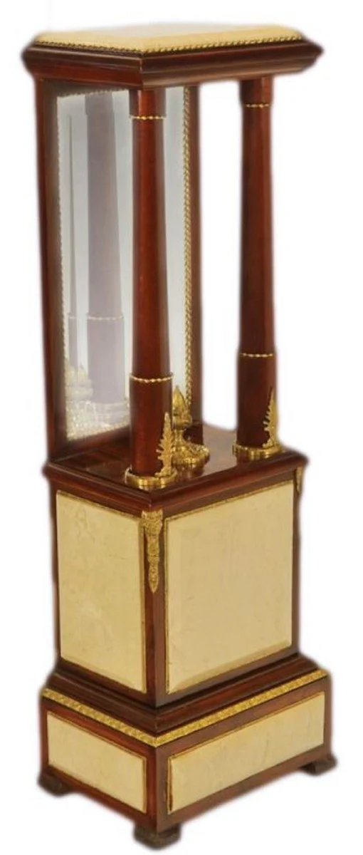 Baroque column dark brown / cream / brass 35 x 25 x H. 110 cm - Baroque furniture