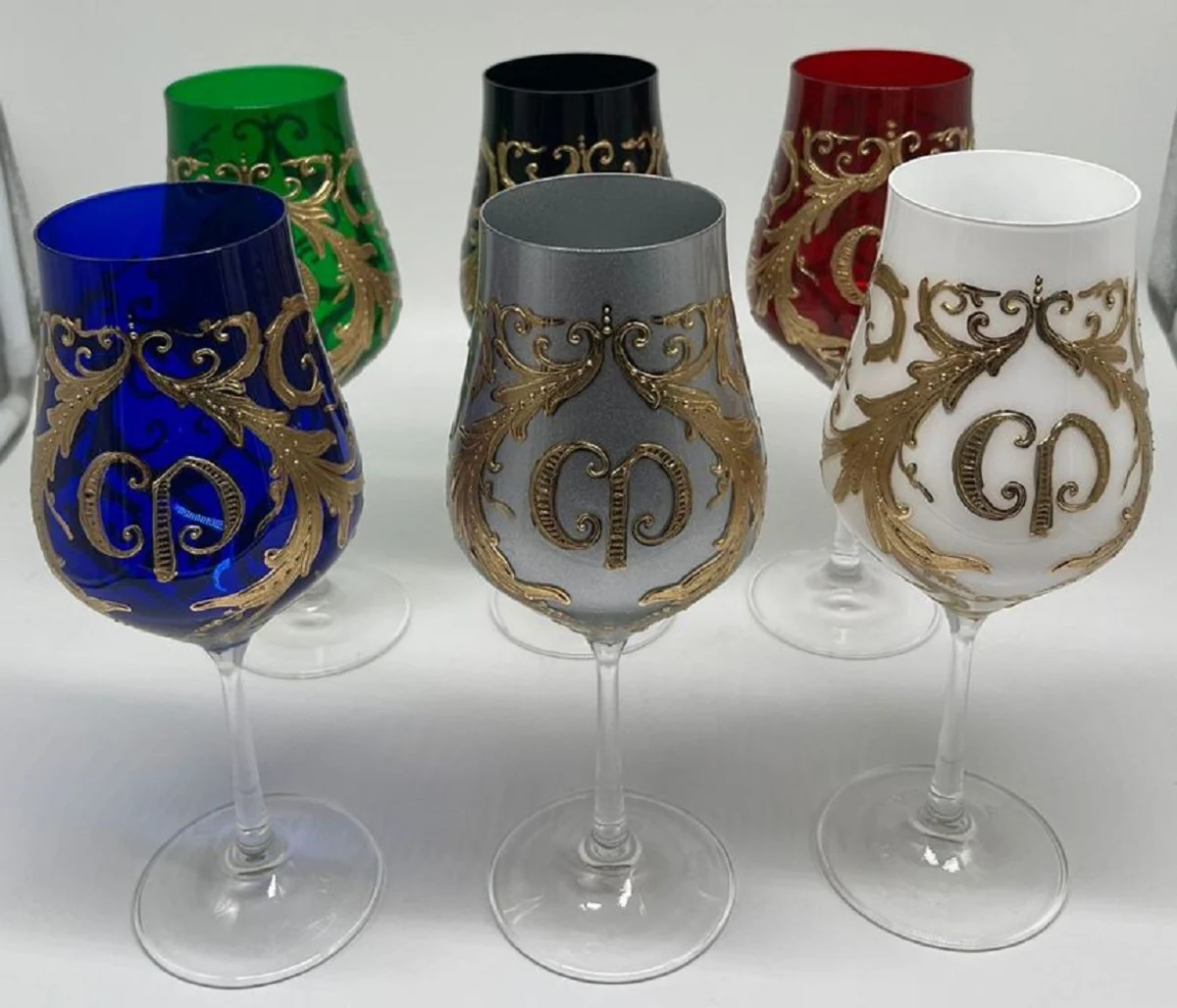 Luxury Baroque wine glass set colorful / gold - wine glasses with 24 carat gold plating