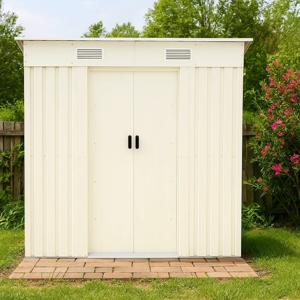 Gartenhaus aus weißem, verzinktem Stahl, 3,59 m² - VkzeApF140QK