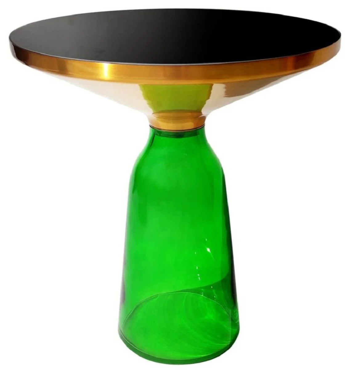 Luxury side table black / gold / green Ø 50 x H. 53 cm - Round glass table - Living room furniture - Luxury furniture