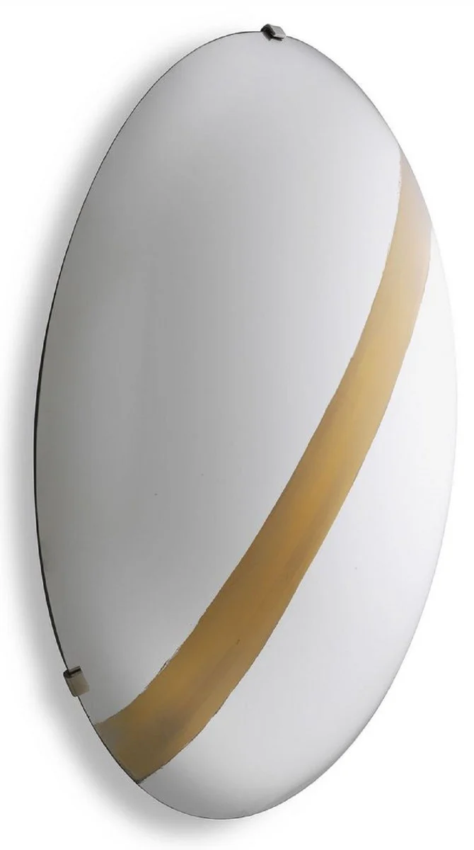 Luxury mirror with golden stripes Ø 119 cm - Round concave wall mirror with wall bracket - Luxury collection