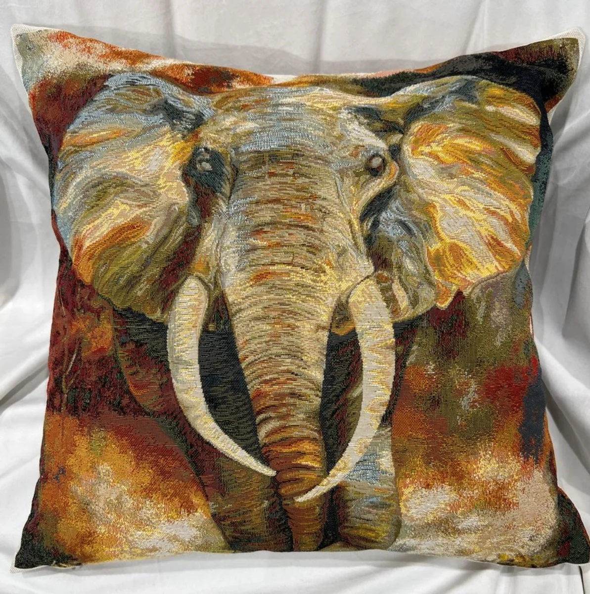 Luxury decorative cushion elephant multicolored 45 x 45 cm - printed decorative cushion with elegant tapestry fabric - luxury decorative accessories