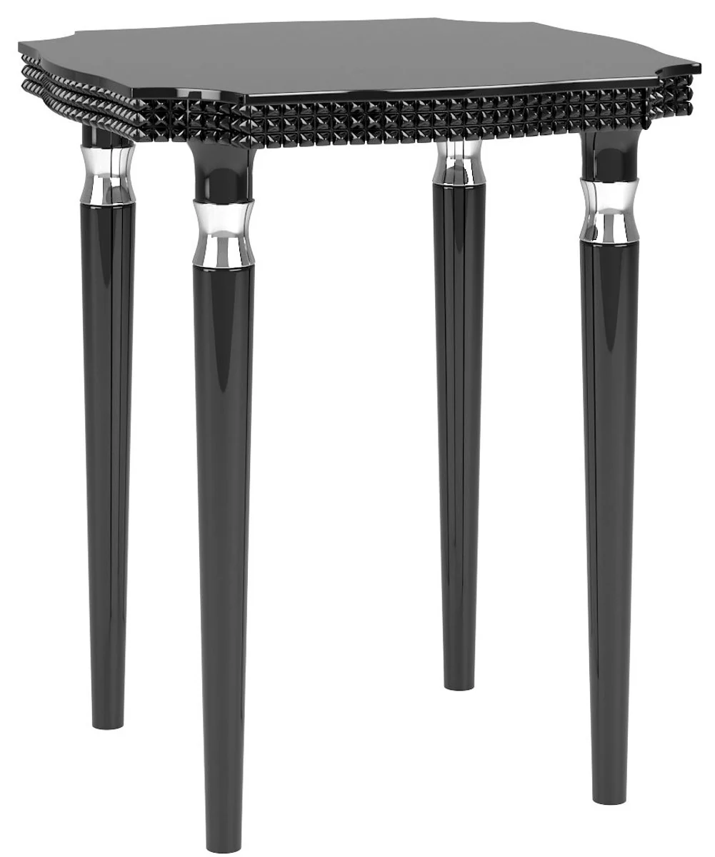 Luxury Art Deco side table black / silver 52 x 52 x H. 65 cm - Noble solid wood table - Art Deco living room furniture