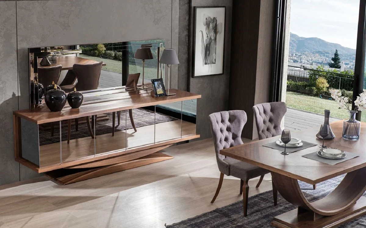 Luxury dining table brown 220 x 103 x H. 76 cm - Modern solid wood kitchen table - Luxury solid wood dining room furniture