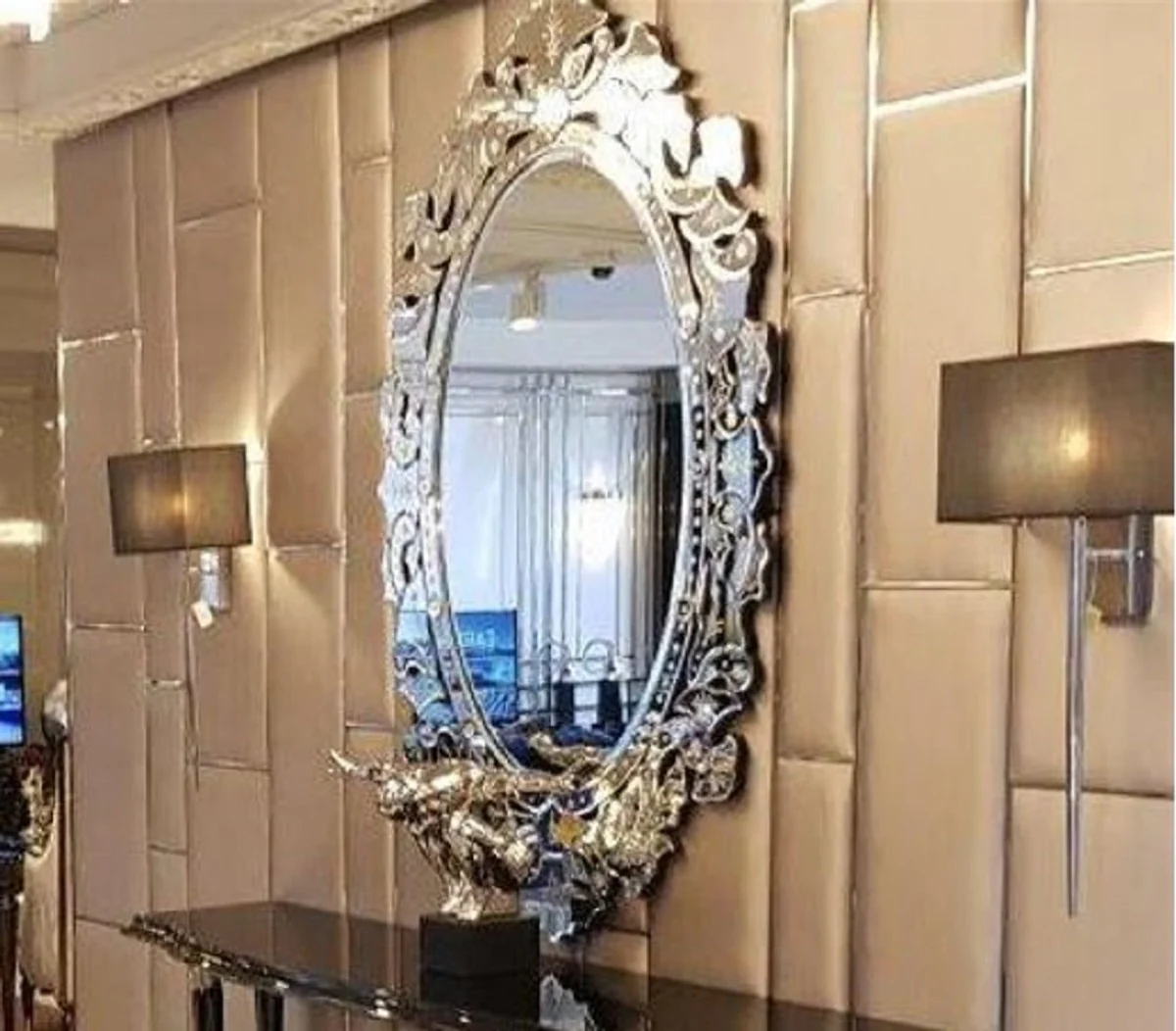 Luxury Art Deco wall mirror 60 x H. 120 cm - Magnificent oval mirror - Luxury Art Deco furniture