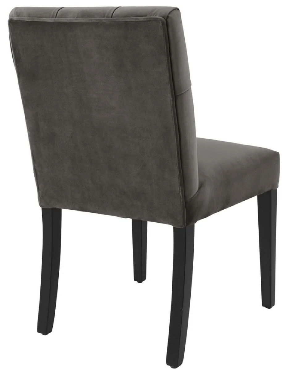 Luxury dining room chair gray / black 51 x 64 x H. 90 cm - Chesterfield kitchen chair with elegant velvet fabric - Luxury dining room furniture