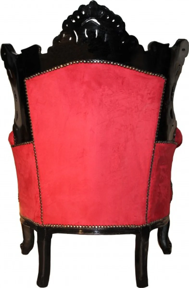 Barock Sessel Al Capone Bordeaux / Schwarz 80 x 90 x H. 128 cm - Antik Stil