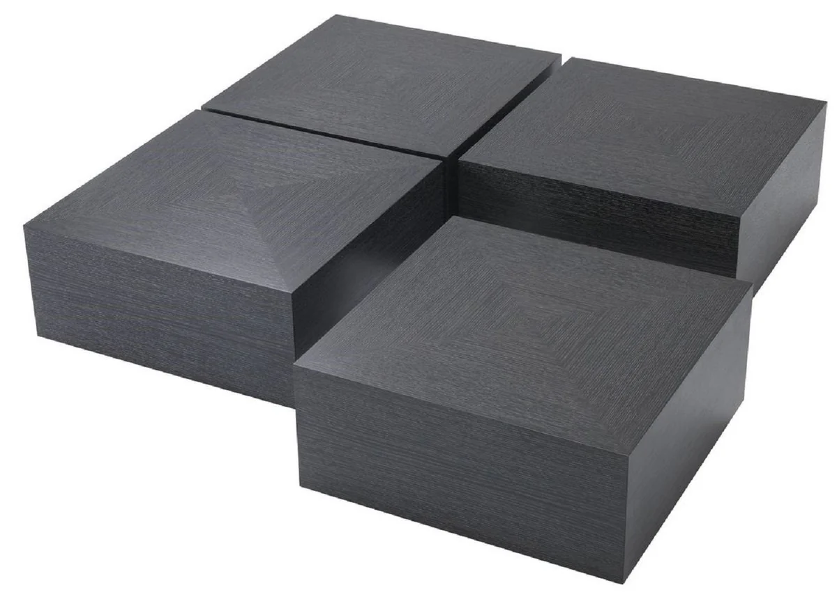 Luxury coffee table set of 4 anthracite gray 65 x 65 x H. 32.5 cm - Square solid wood living room tables - Living room furniture