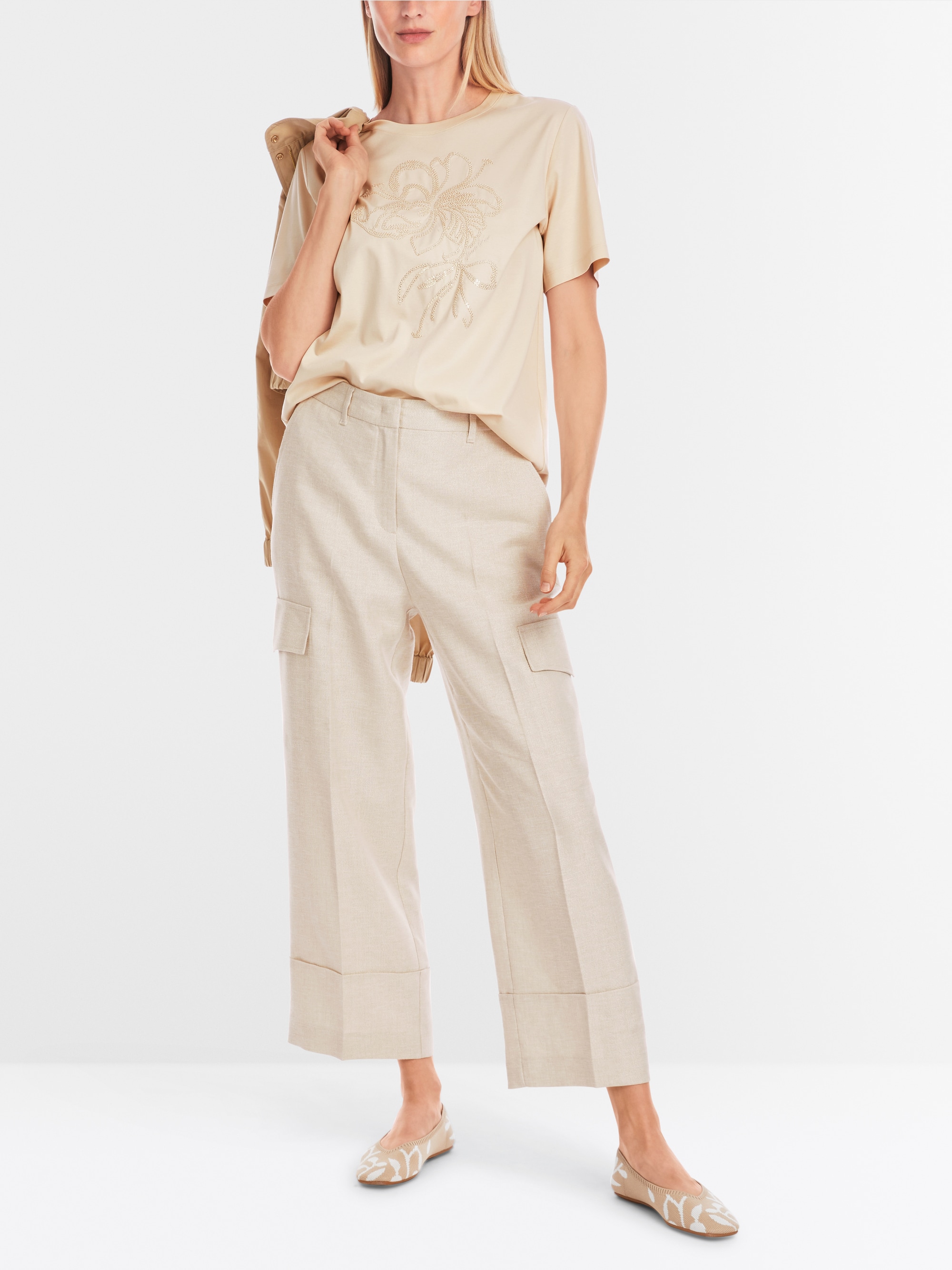 Marc-Cain besticktes T-Shirt aus reiner Baumwolle