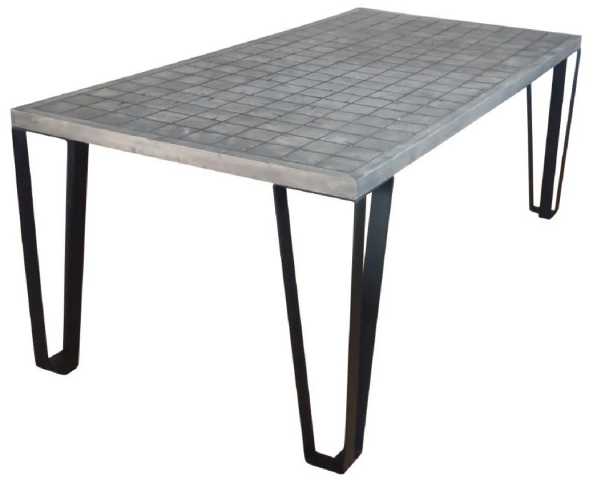 Luxury dining table gray / black 197 x 97 x H. 75 cm - Rectangular kitchen table with solid wood table top and metal legs - Dining room furniture - Kitchen furniture - Luxury furniture