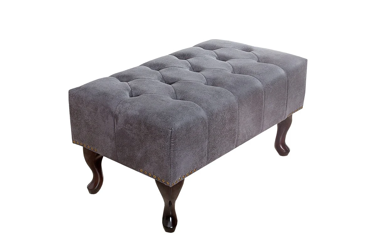 Chesterfield footstool gray antique look from Casa Padrino