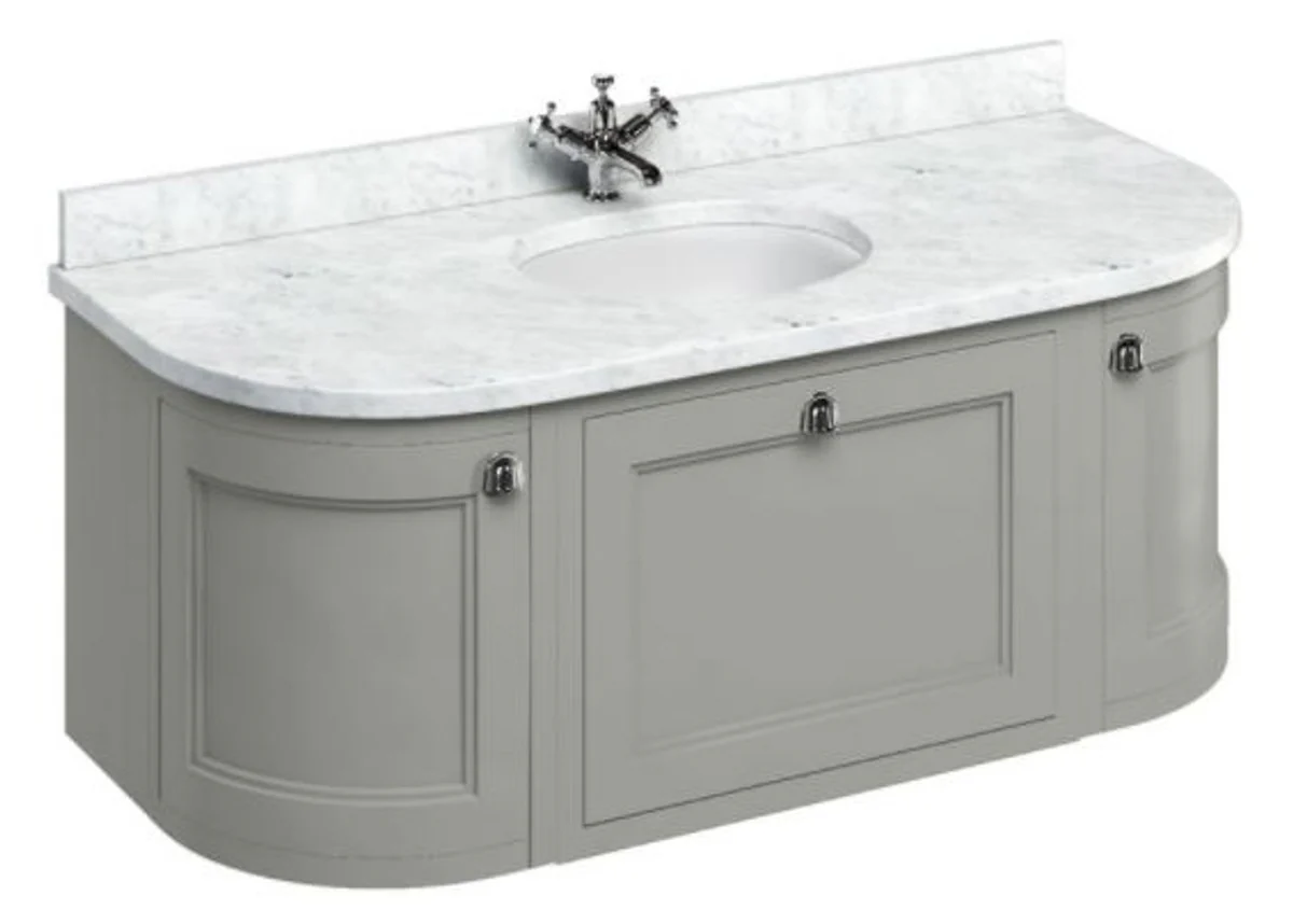 Luxury wall-mounted wash cabinet with marble top drawer and 2 doors - antique style washbasin