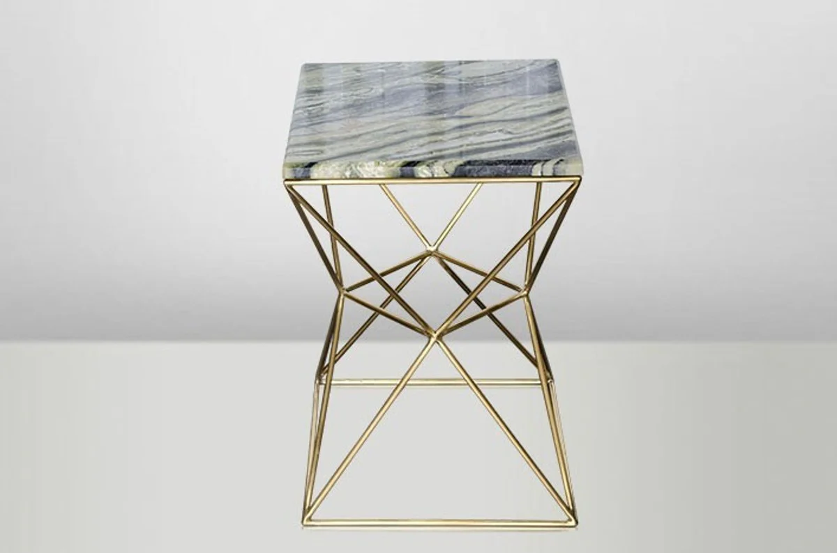 Art Deco side table gold metal / marble 35 x 35 cm - Art Nouveau table - furniture flower table