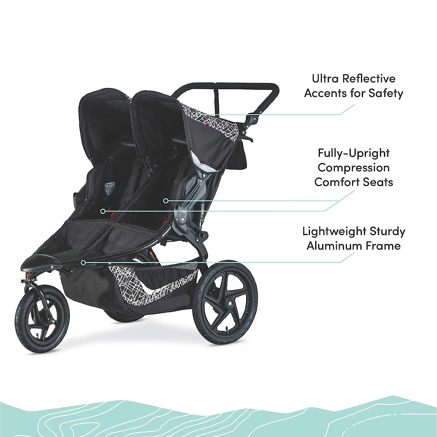 Gear Revolution Flex 3.0 Jogging-Kinderwagen, Lunar – Ultrareflektierende Akzente