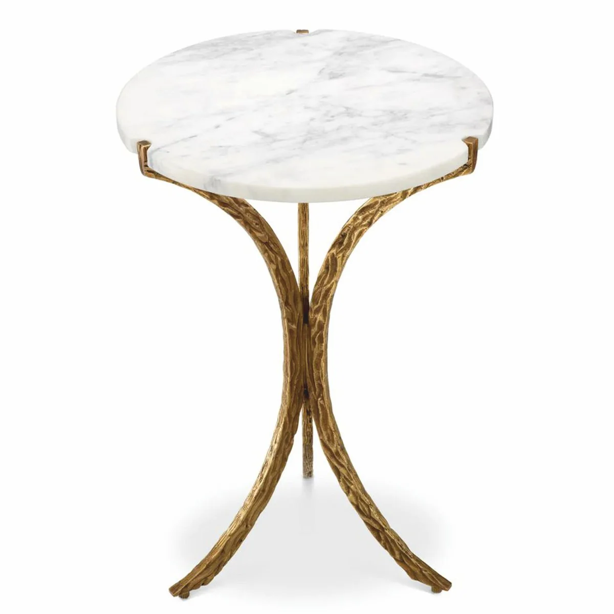 Luxury 3-legged side table with marble top vintage brass / white Ø 40 x H. 59 cm