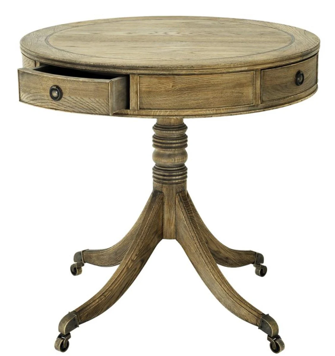 Luxury living room side table natural colors / brass Ø 80 x H. 74 cm - living room furniture