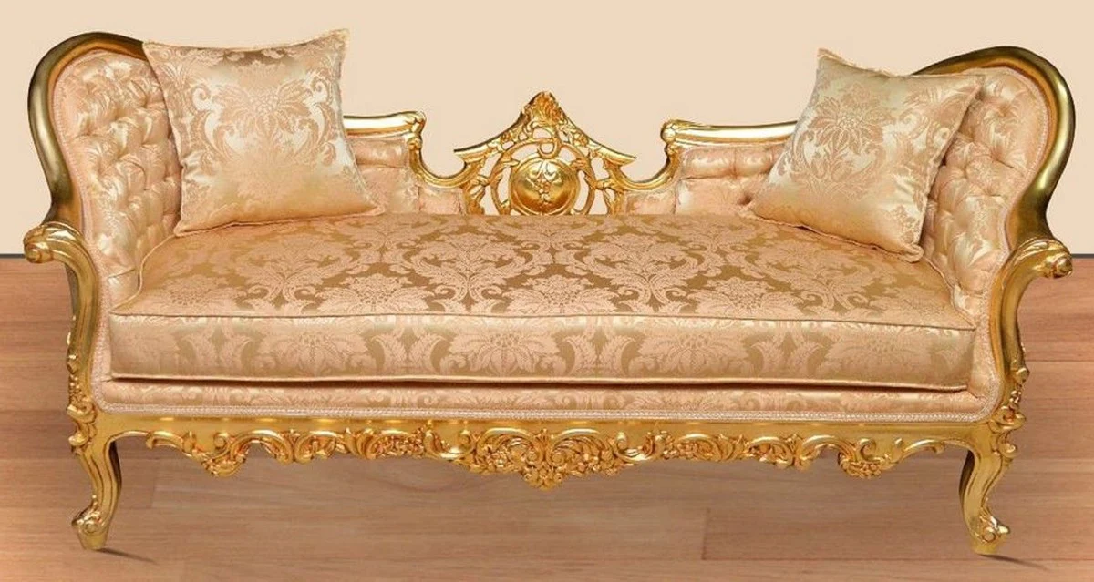Baroque living room sofa gold / gold - handmade lounge couch with elegant pattern - baroque living room furniture