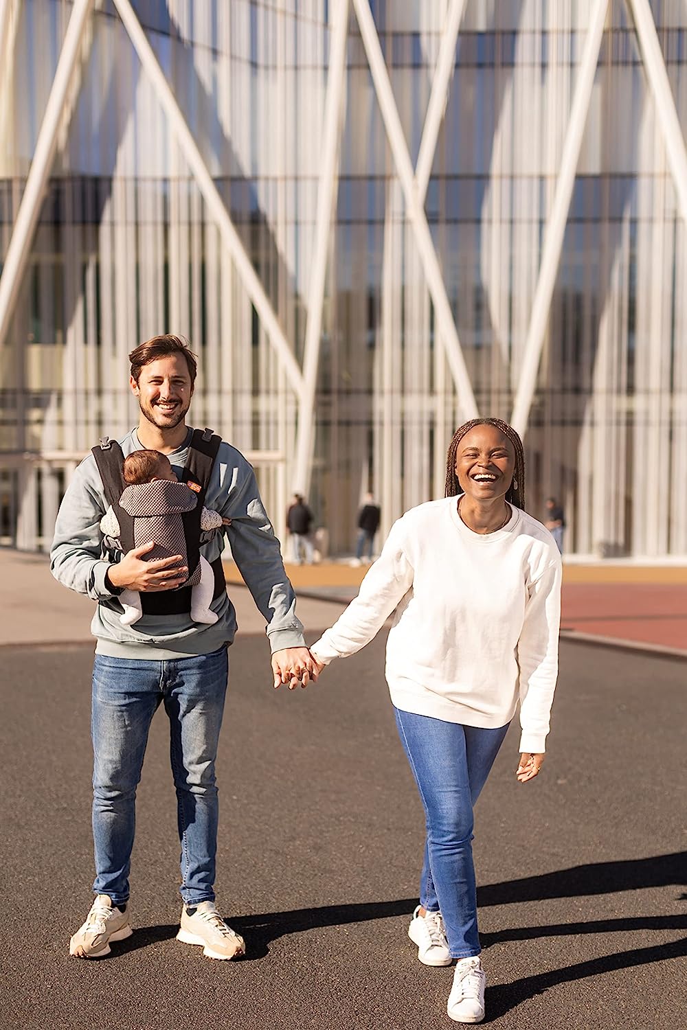 Babytrage für Neugeborene bis Kleinkinder – alle Positionen Babytrage, Babytrage-Rucksack und Baby-Vordertrage mit verstellbarem Sitz, ergonomische Babytrage, 3,3–15,6 kg (Marineblau)