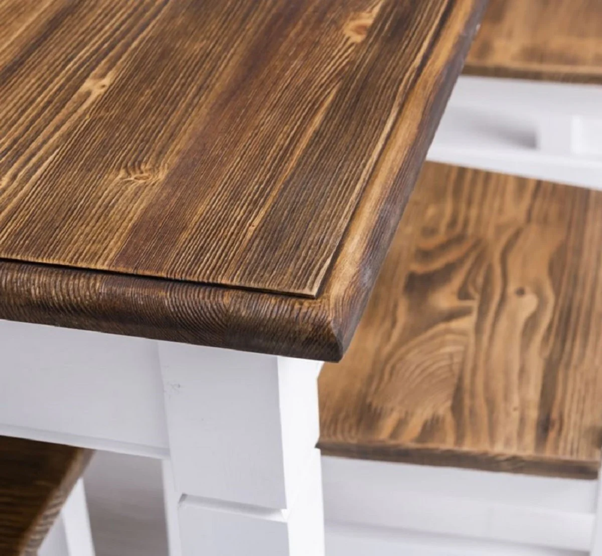 Country style dining room furniture set white / brown - 1 country style dining table & 6 country style dining room chairs - solid wood dining room furniture - country style dining room furniture