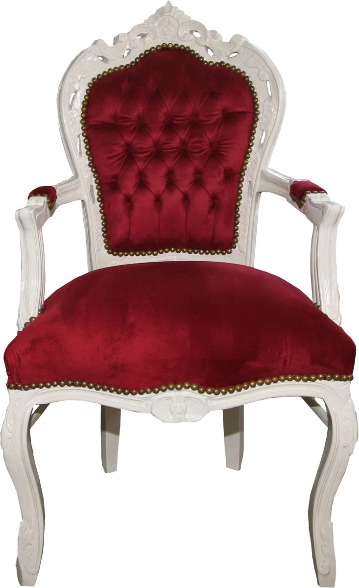 Baroque dining room chair Bordeaux / cream with armrests - Chair - Baroque chair - Furniture