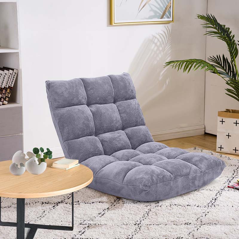 Memory Foam Bodenstuhl, 14-Position verstellbare Falten Gaming Sofa Stuhl mit Rückenunterstützung, Chaise Lounge Schlafcouch Recliner