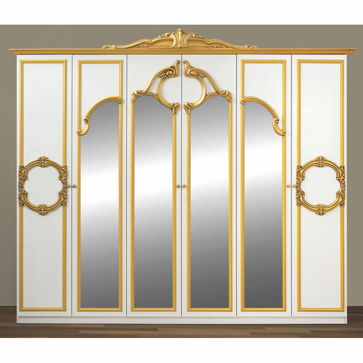 Luxus Barock Schlafzimmer Schrank Weiß / Gold 261 cm - Barock Schlafzimmer Möbel